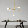 Modern 5 Light Sputnik Chandelier with Artistic Glass Shades Gold Metal Ceiling Lamp
