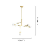 Modern 5 Light Sputnik Chandelier with Artistic Glass Shades Gold Metal Ceiling Lamp