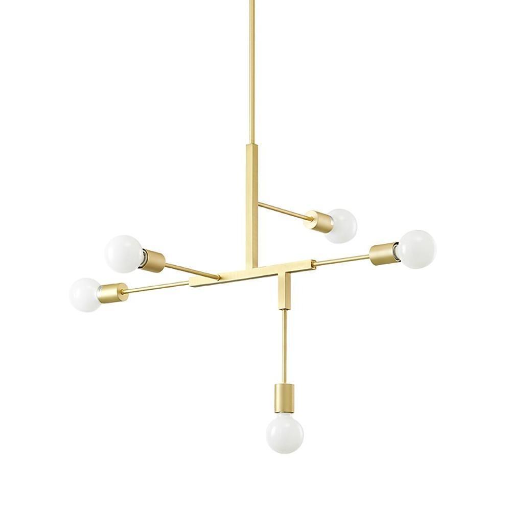 Modern 5 Light Sputnik Chandelier with Artistic Glass Shades Gold Metal Ceiling Lamp