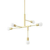 Modern 5 Light Sputnik Chandelier with Artistic Glass Shades Gold Metal Ceiling Lamp