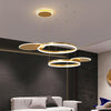 Modern 5 Ring LED Chandelier Gold Circular Nordic Pendant Ceiling Light for Dining Room