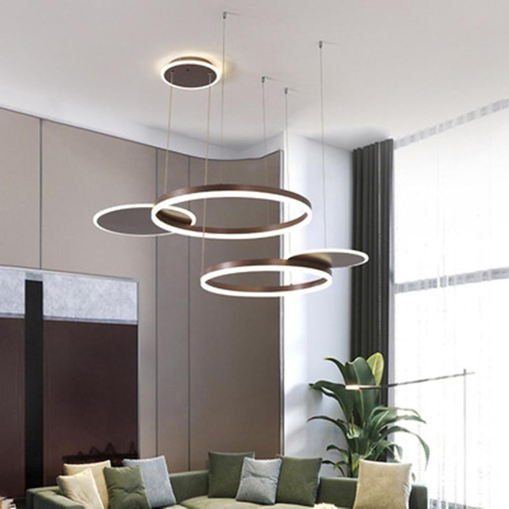 Modern 5 Ring LED Chandelier Gold Circular Nordic Pendant Ceiling Light for Dining Room
