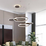 Modern 5 Ring LED Chandelier Gold Circular Nordic Pendant Ceiling Light for Dining Room
