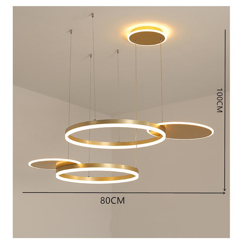 Modern 5 Ring LED Chandelier Gold Circular Nordic Pendant Ceiling Light for Dining Room