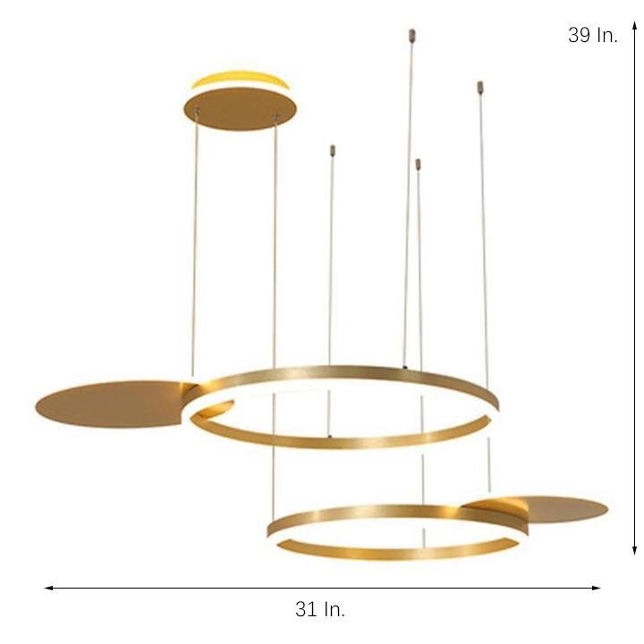 Modern 5 Ring LED Chandelier Gold Circular Nordic Pendant Ceiling Light for Dining Room