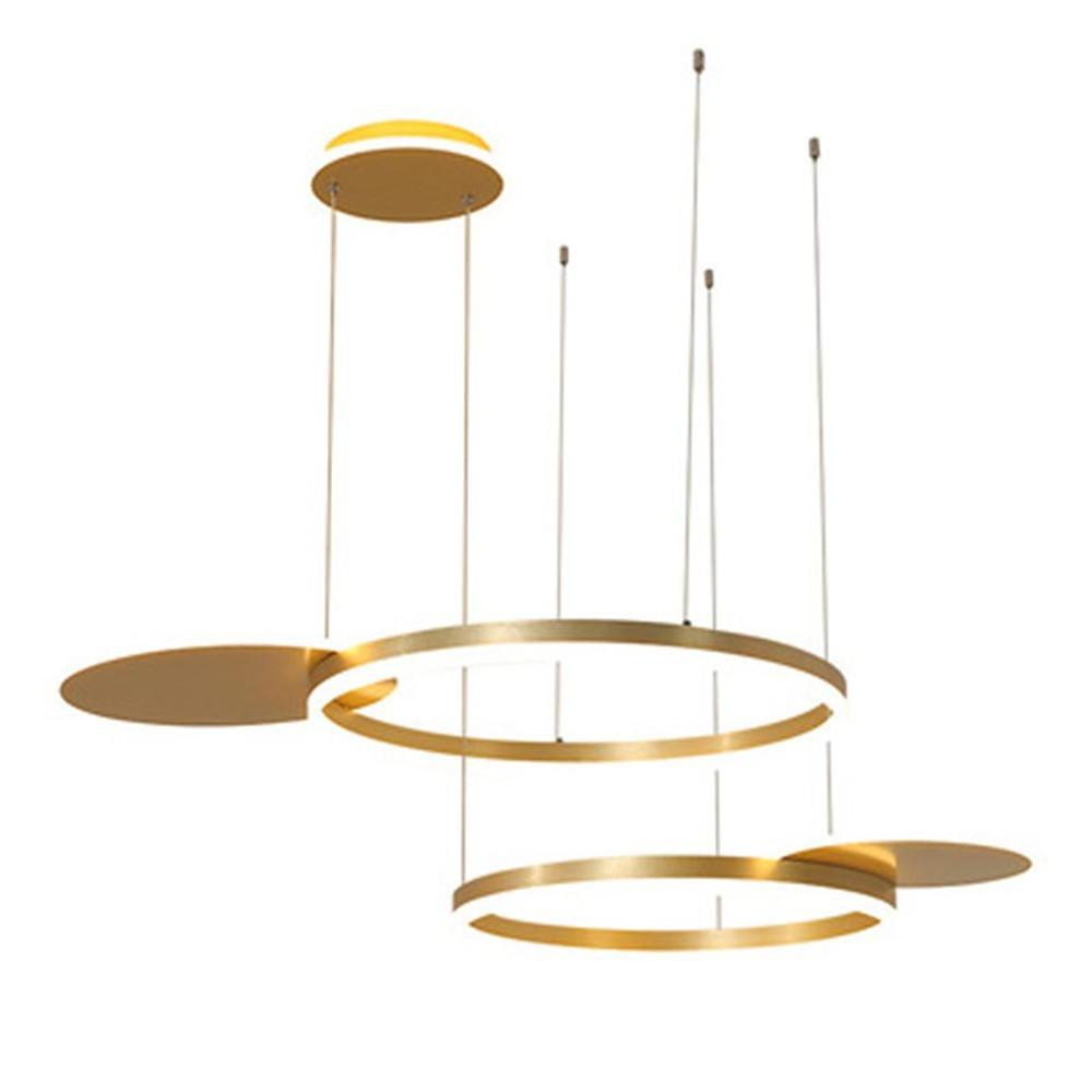 Modern 5 Ring LED Chandelier Gold Circular Nordic Pendant Ceiling Light for Dining Room