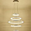 Modern 5 Tier LED Ring Chandelier Adjustable Contemporary Crystal Pendant Lighting for Home Decor