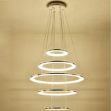 Modern 5 Tier LED Ring Chandelier Adjustable Contemporary Crystal Pendant Lighting for Home Decor