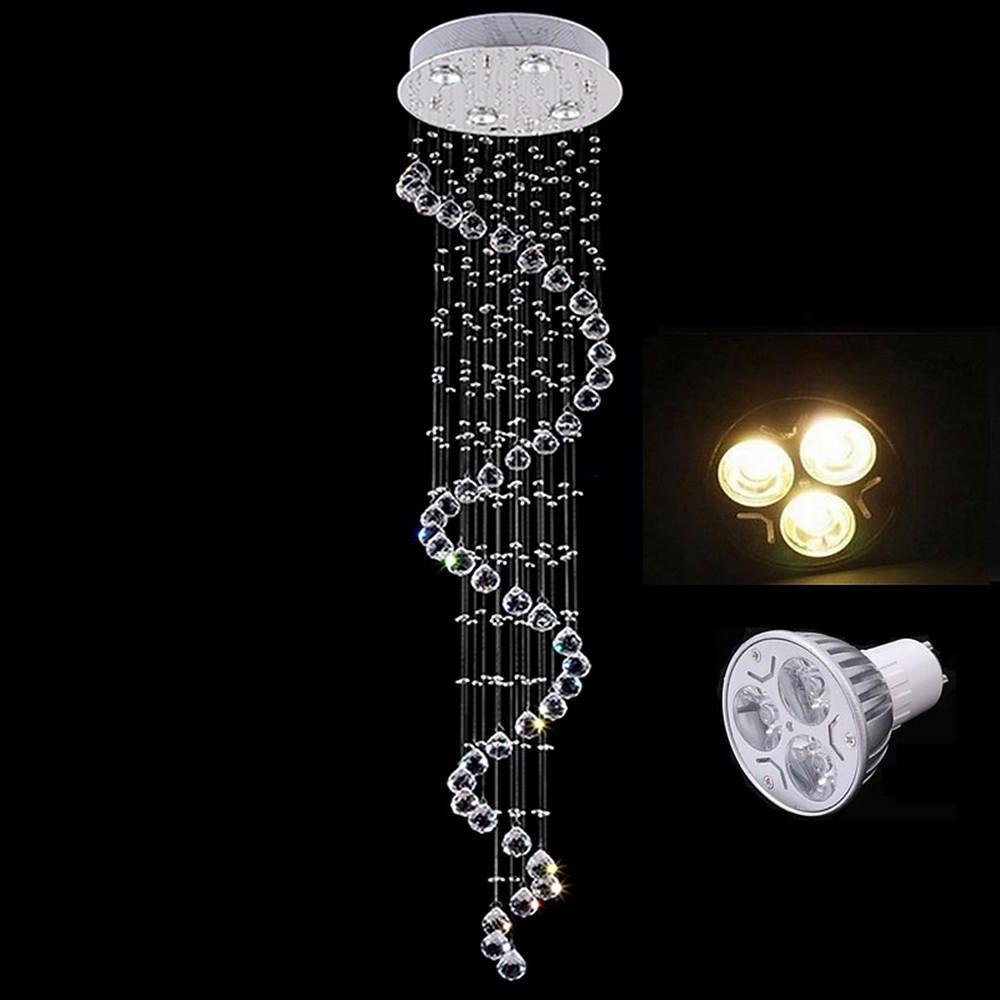 Modern 5 Tier Spiral Crystal Chandelier Metal LED Ceiling Light Fixture for Living Room