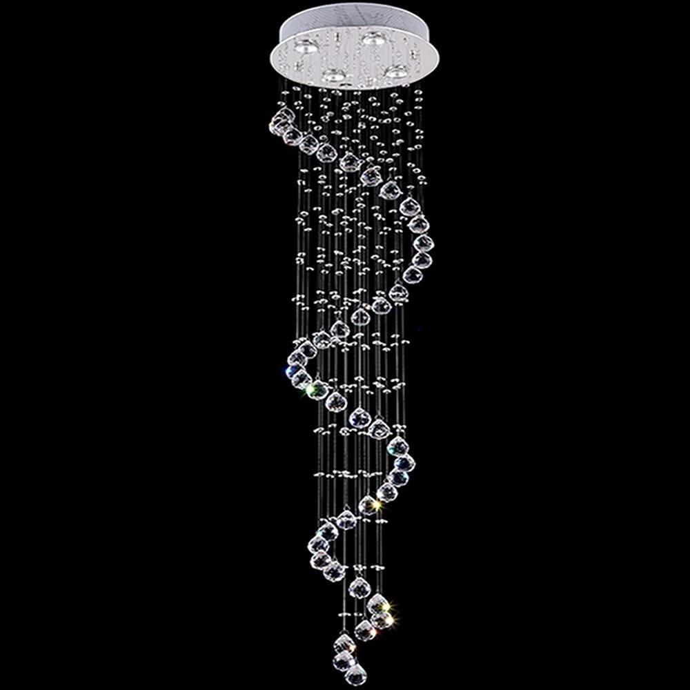 Modern 5 Tier Spiral Crystal Chandelier Metal LED Ceiling Light Fixture for Living Room