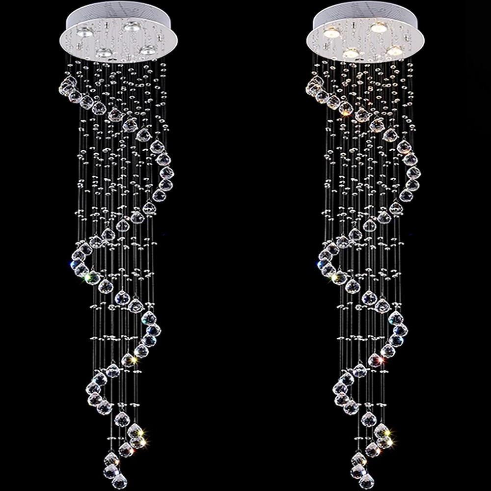 Modern 5 Tier Spiral Crystal Chandelier Metal LED Ceiling Light Fixture for Living Room