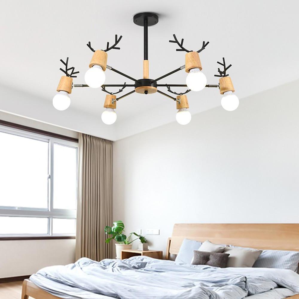 Modern 6 Light Antler Style Sputnik Chandelier Nordic Metal Ceiling Hanging Lamp Fixture