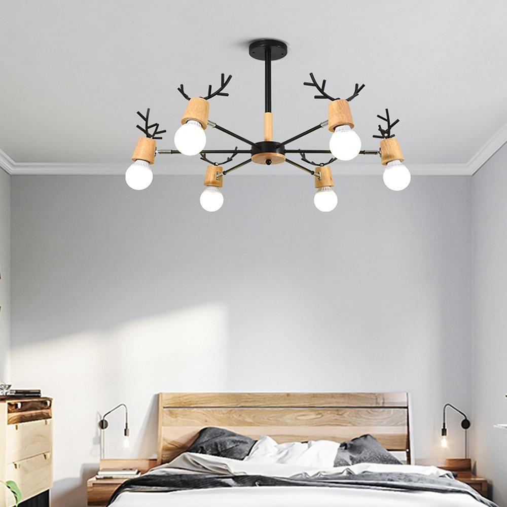 Modern 6 Light Antler Style Sputnik Chandelier Nordic Metal Ceiling Hanging Lamp Fixture