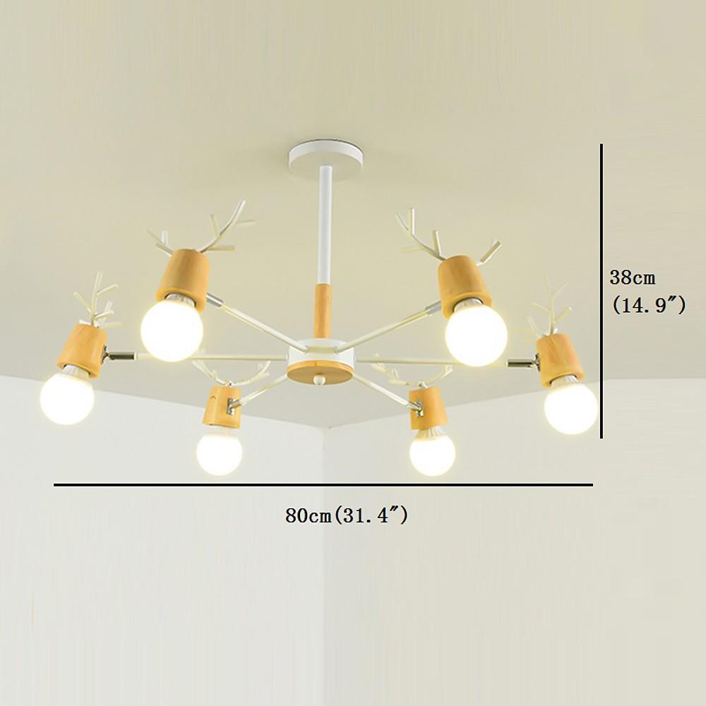 Modern 6 Light Antler Style Sputnik Chandelier Nordic Metal Ceiling Hanging Lamp Fixture