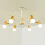 Modern 6 Light Antler Style Sputnik Chandelier Nordic Metal Ceiling Hanging Lamp Fixture