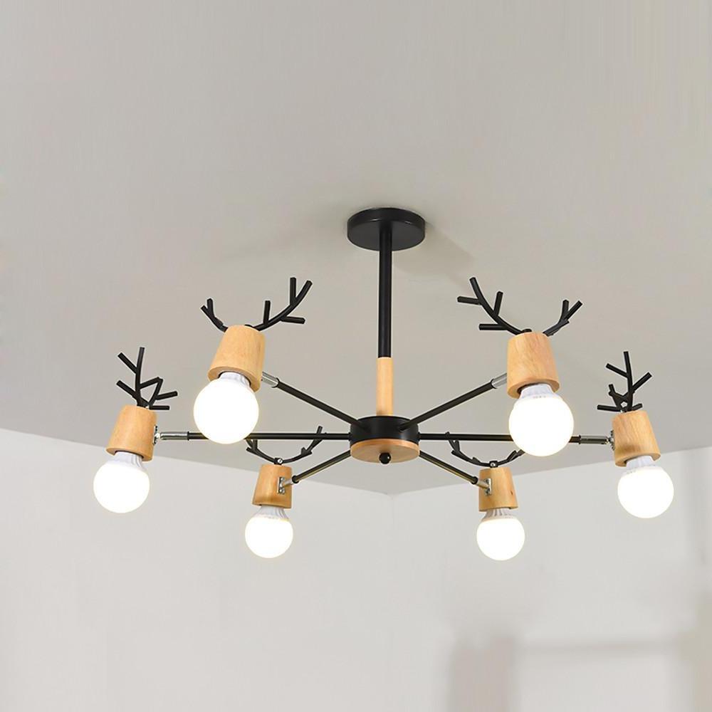 Modern 6 Light Antler Style Sputnik Chandelier Nordic Metal Ceiling Hanging Lamp Fixture