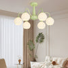 Modern 6 Light Bell Orchid Flower Glass Chandelier Three Step Dimming Ceiling Lamp