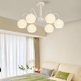 Modern 6 Light Bell Orchid Flower Glass Chandelier Three Step Dimming Ceiling Lamp