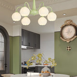 Modern 6 Light Bell Orchid Flower Glass Chandelier Three Step Dimming Ceiling Lamp