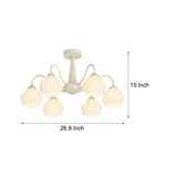 Modern 6 Light Bell Orchid Flower Glass Chandelier Three Step Dimming Ceiling Lamp