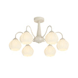 Modern 6 Light Bell Orchid Flower Glass Chandelier Three Step Dimming Ceiling Lamp