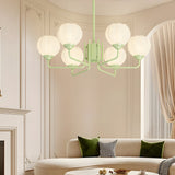 Modern 6 Light Bell Orchid Round Chandelier with Three Step Dimming Floral Glass Pendant Lamp