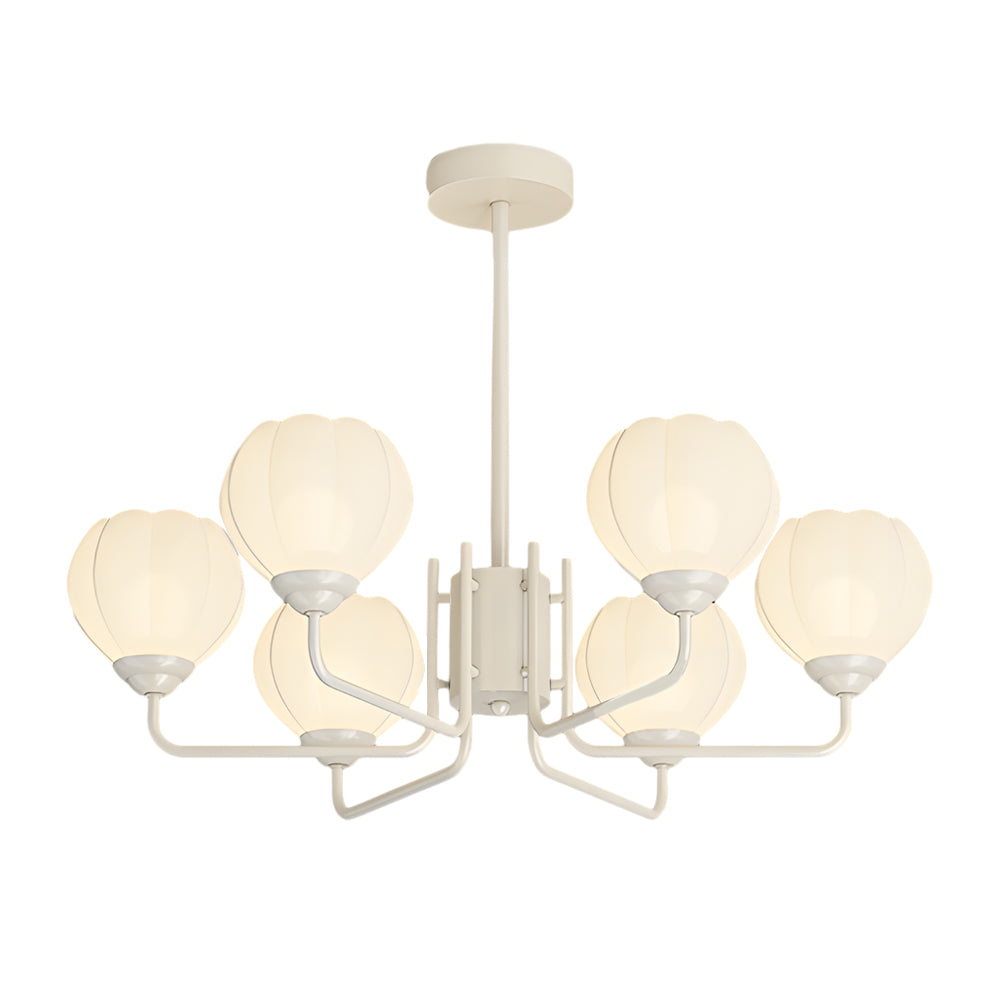 Modern 6 Light Bell Orchid Round Chandelier with Three Step Dimming Floral Glass Pendant Lamp