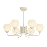 Modern 6 Light Bell Orchid Round Chandelier with Three Step Dimming Floral Glass Pendant Lamp