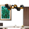 Modern 6 Light Black Geometric Polygonal Chandelier with Gold Interior for Dining Room