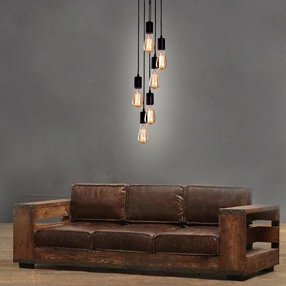 Modern 6 Light Cluster Teardrop Pendant Light Industrial Glass Chandelier for Kitchen Island