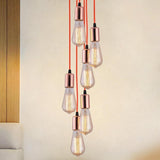 Modern 6 Light Cluster Teardrop Pendant Light Industrial Glass Chandelier for Kitchen Island