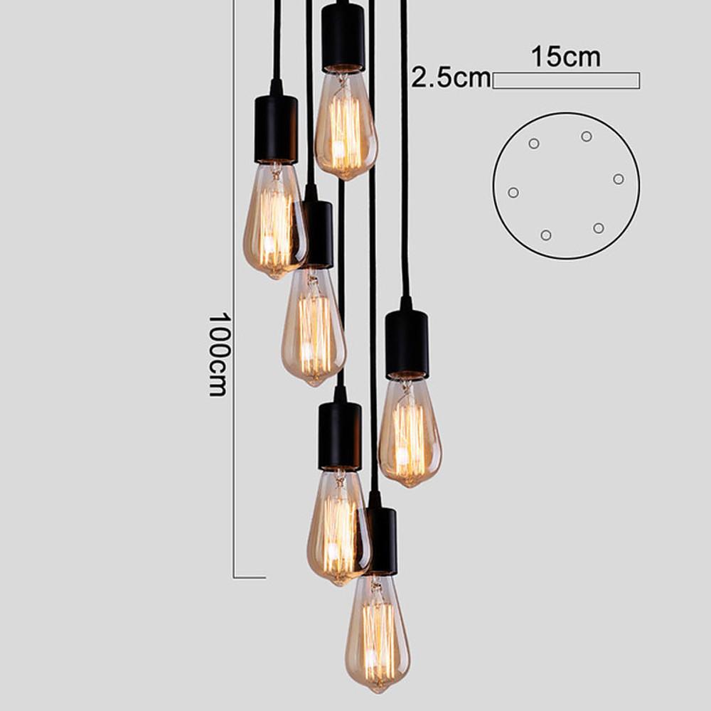Modern 6 Light Cluster Teardrop Pendant Light Industrial Glass Chandelier for Kitchen Island