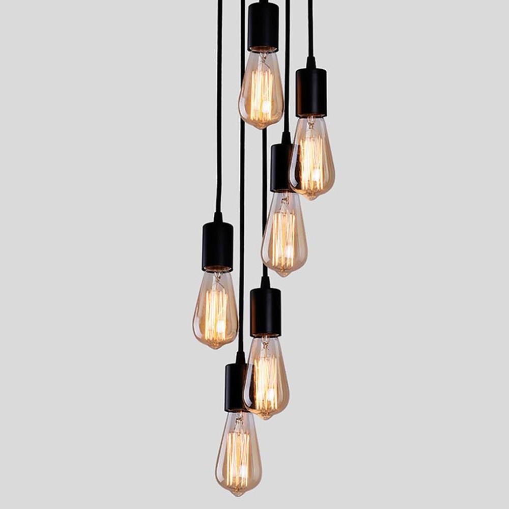 Modern 6 Light Cluster Teardrop Pendant Light Industrial Glass Chandelier for Kitchen Island