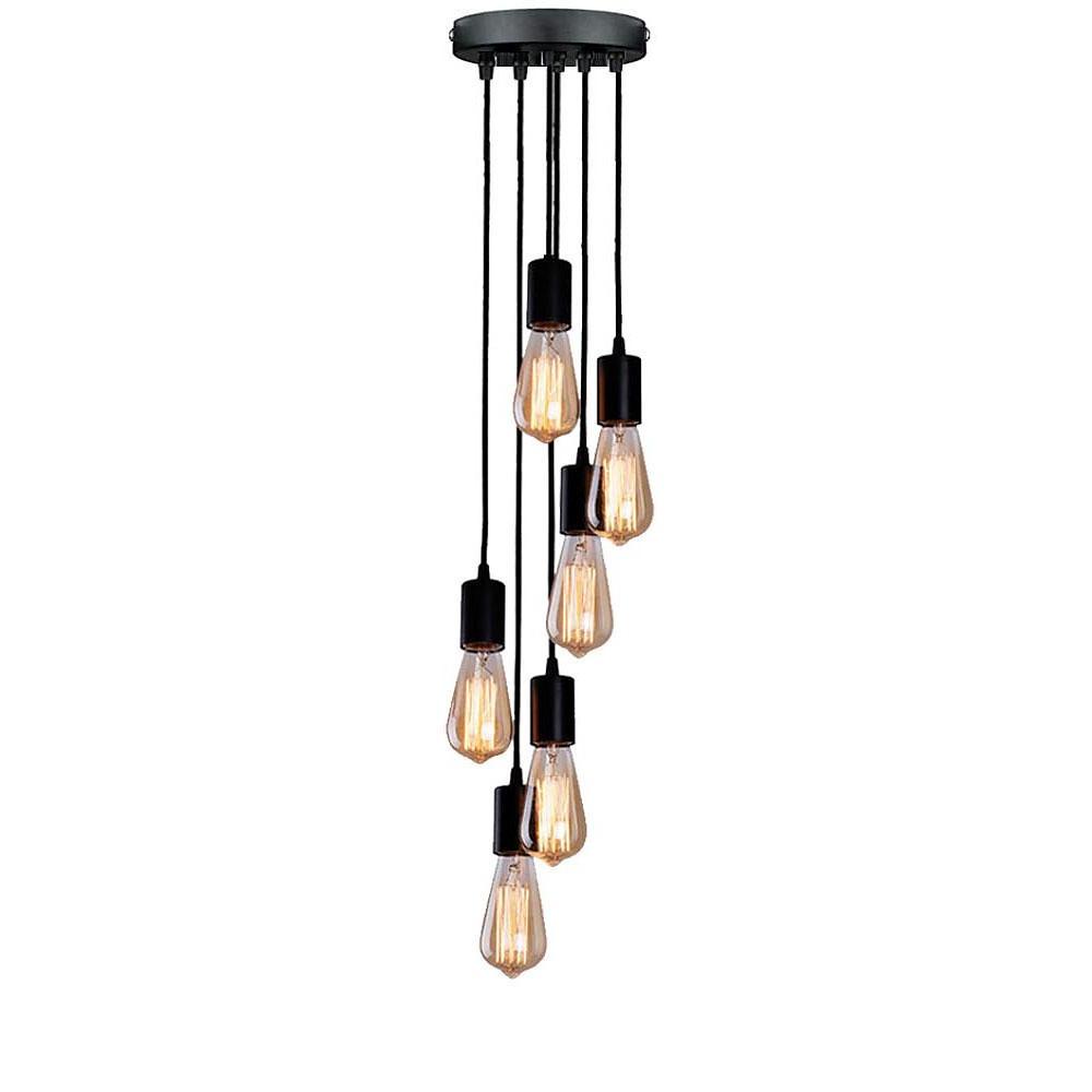 Modern 6 Light Cluster Teardrop Pendant Light Industrial Glass Chandelier for Kitchen Island
