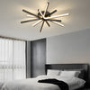 Modern 6 Light Copper Fireworks LED Semi Flush Mount Starburst Ceiling Light with 3 Step Dimming