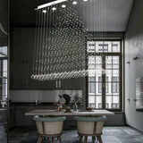 Modern 6 Light Crystal LED Flush Mount Chandelier for Dining Room and Bedroom
