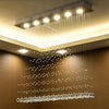 Modern 6 Light Crystal LED Flush Mount Chandelier for Dining Room and Bedroom