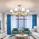 Modern 6 Light Glass Candlestick Chandelier Elegant Metal Ceiling Light Fixture
