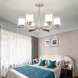Modern 6 Light Glass Candlestick Chandelier Elegant Metal Ceiling Light Fixture