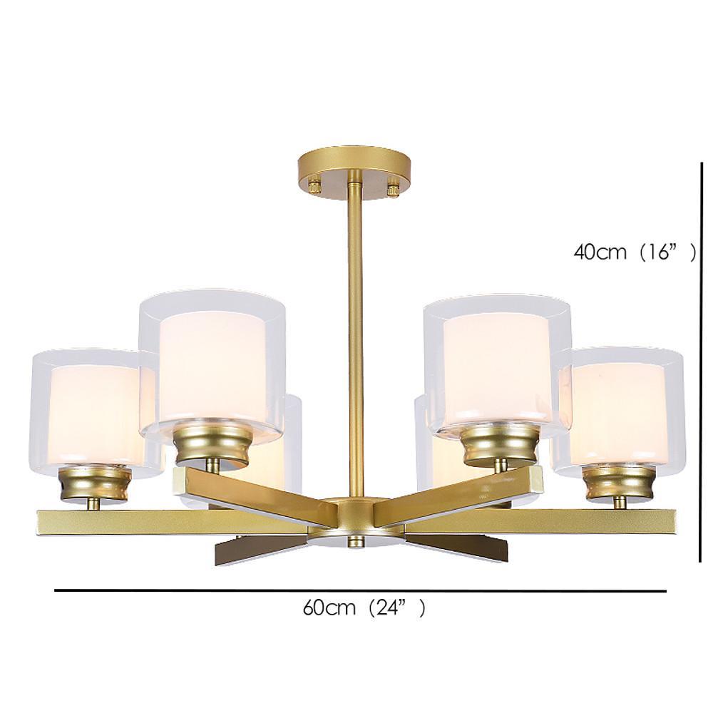 Modern 6 Light Glass Candlestick Chandelier Elegant Metal Ceiling Light Fixture