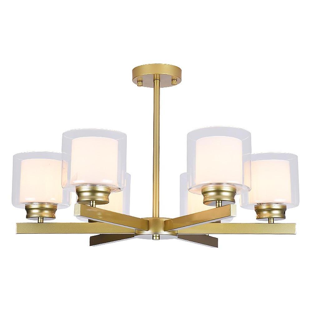 Modern 6 Light Glass Candlestick Chandelier Elegant Metal Ceiling Light Fixture
