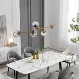 Modern 6 Light Glass Globe Chandelier Electroplated Metal Pendant Hanging Ceiling Lamp for Dining Room