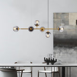 Modern 6 Light Glass Globe Chandelier Electroplated Metal Pendant Hanging Ceiling Lamp for Dining Room