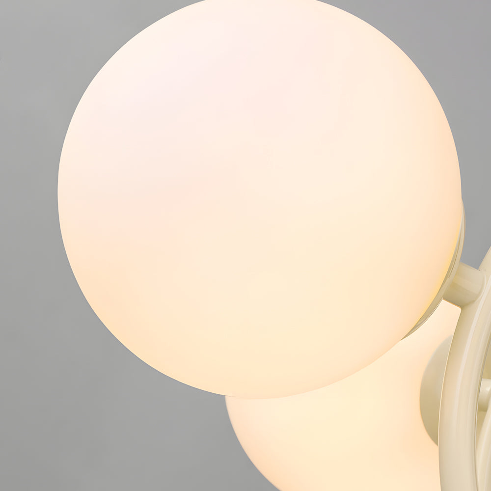 Modern 6 Light Glass Globe Chandelier in Beige French Style 20 Inch Pendant Lighting