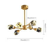 Modern 6 Light Gold Crystal LED Nordic Chandelier Electroplated Hanging Ceiling Lamp