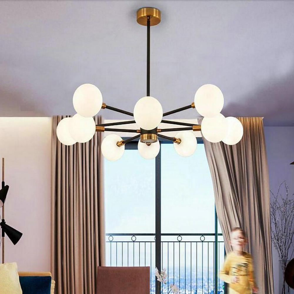 Modern 6 Light Gold Glass Chandelier Kitchen Island LED Pendant Lighting Fixture