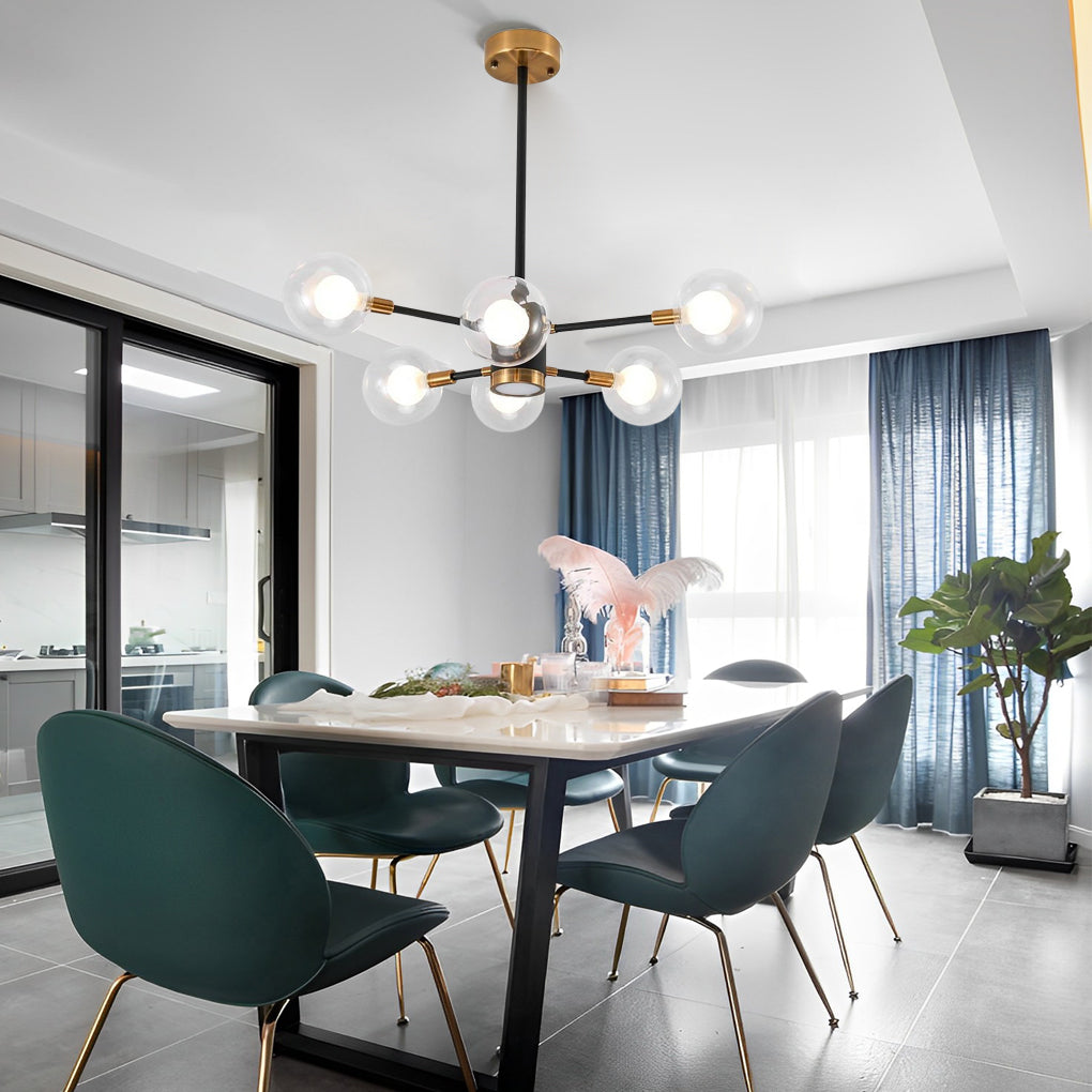 Modern 6 Light Gold Glass Chandelier Kitchen Island LED Pendant Lighting Fixture