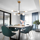 Modern 6 Light Gold Glass Chandelier Kitchen Island LED Pendant Lighting Fixture