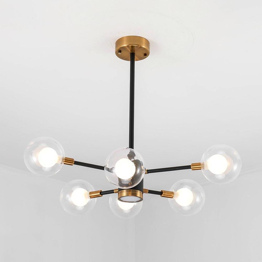 Modern 6 Light Gold Glass Chandelier Kitchen Island LED Pendant Lighting Fixture
