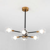 Modern 6 Light Gold Glass Chandelier Kitchen Island LED Pendant Lighting Fixture